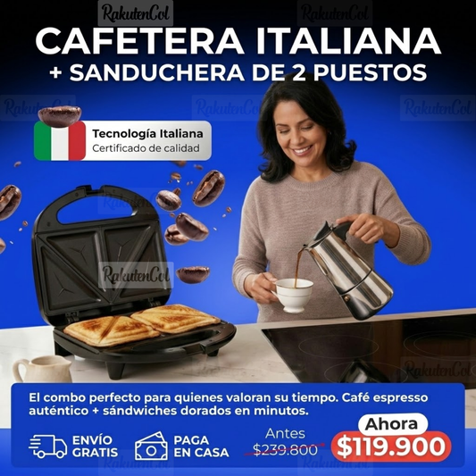 Cafetera + Sanduchera de 2 puestos