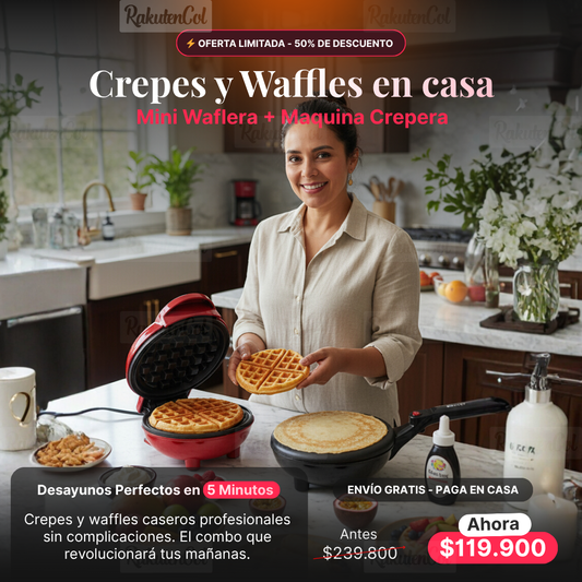 Maquina Para Hacer Crepes Negro + miniwaflera