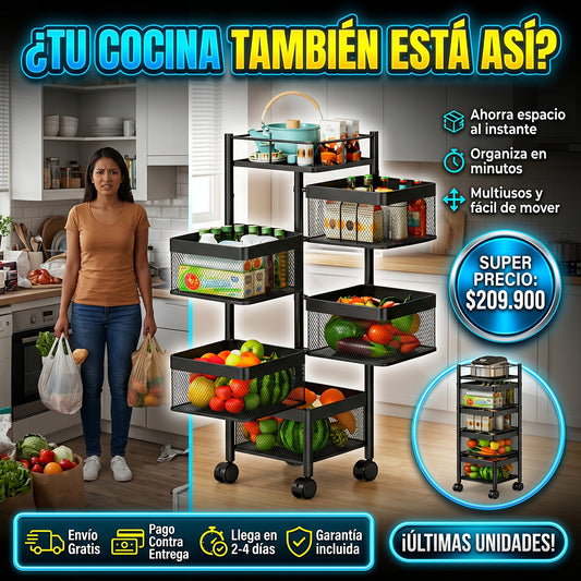 Carro Organizador de 5 Niveles con Ruedas Giratorias