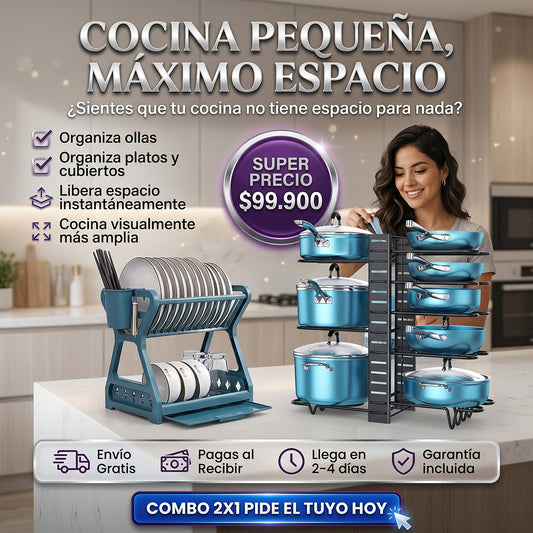 ESCURRIDOR DE PLATOS + ORGANIZADOR DE OLLAS
