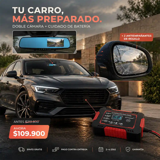ESPEJO CON DOBLE CAMARA CARRO + REINICIADOR DE BATERIA REGALO ANTIEMPAÑANTE