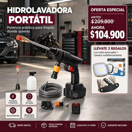 HIDROLAVADORA REGALO LLAVERO LLAVES PORTATILES + LUZ PATIO CON PANEL