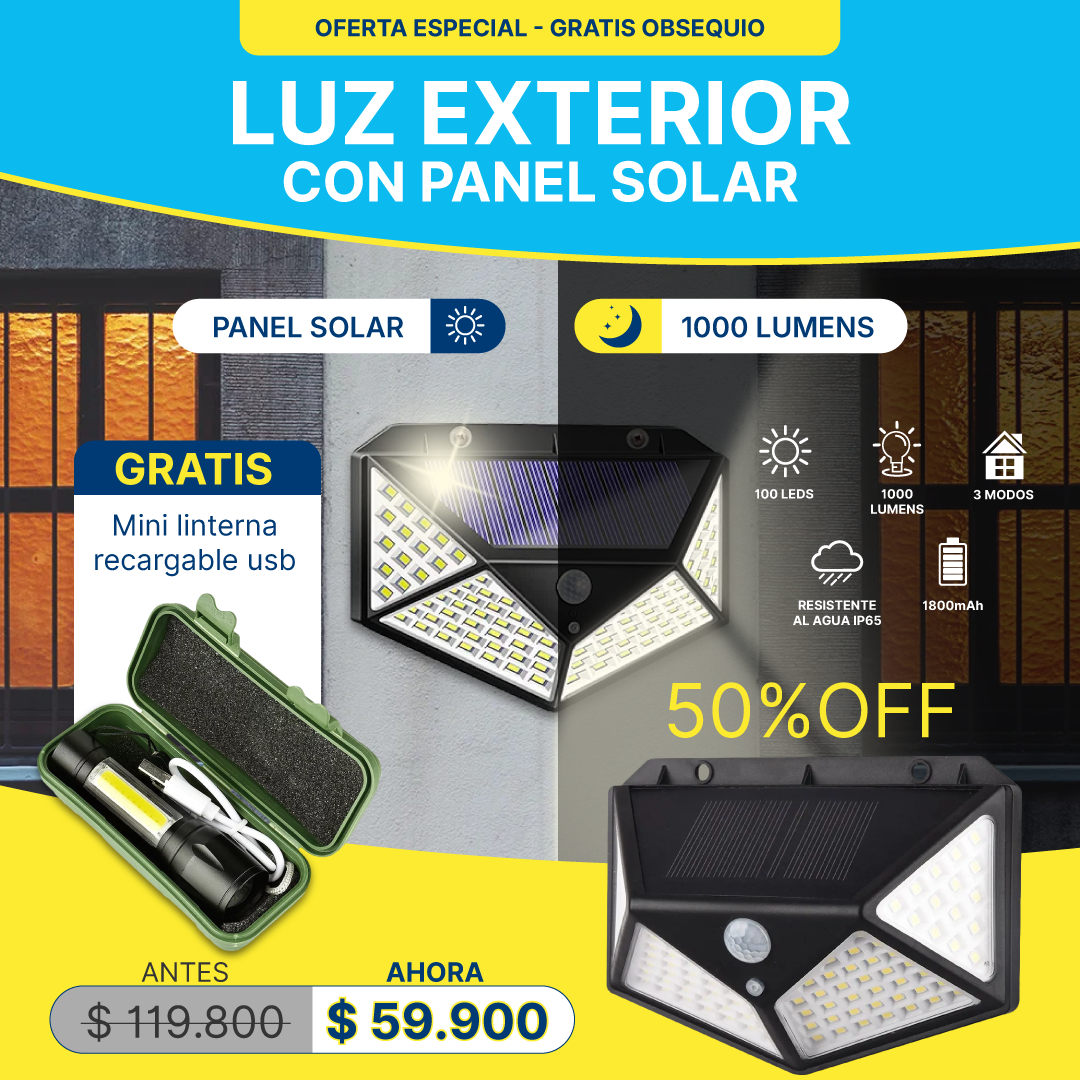 Combo: Lampara Solar BK100 + Linterna Mini 911