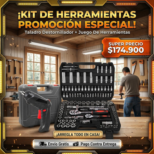 SET DE HERRAMIENTAS X 108 PIEZAS + MINIATORNILLADOR