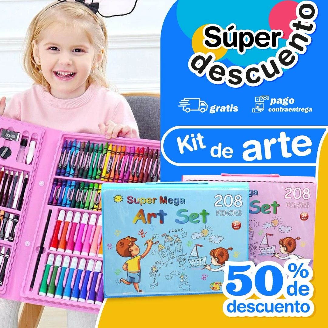 Combo: Set Arte Niños Maleta 208 Piezas+Papel Motivacional (copia)