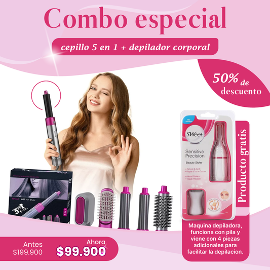 Cepillo Alisador 5 en 1 + Depilador Intimo SWEET